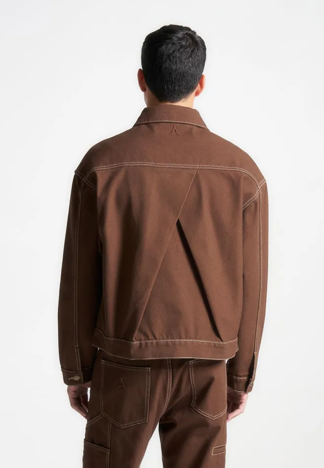 Men Manire De Voir Contrast Stitch Carpenter Jacket Brown
