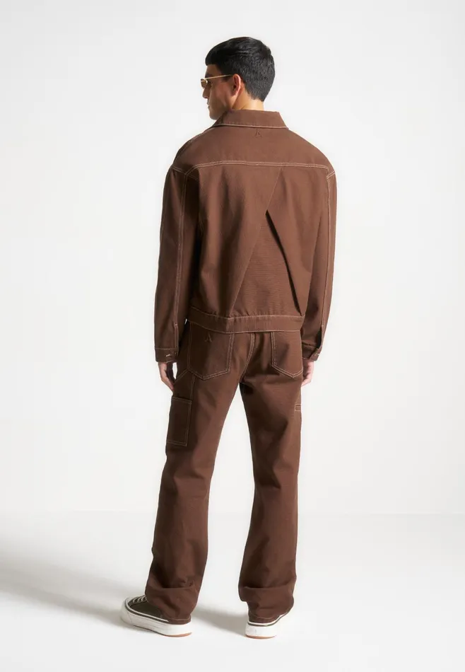 Men Manire De Voir Contrast Stitch Carpenter Jacket Brown
