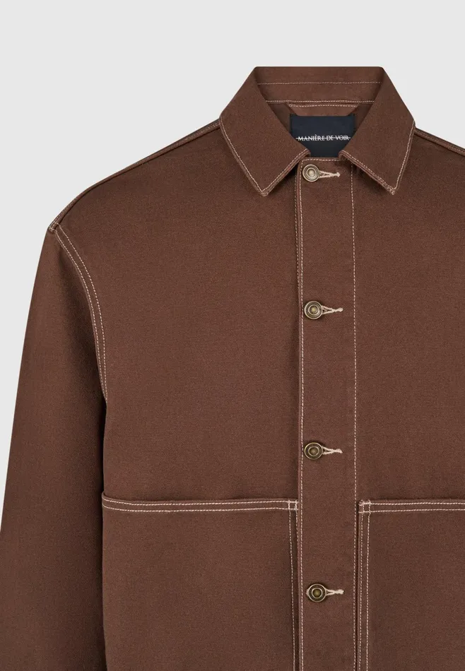 Men Manire De Voir Contrast Stitch Carpenter Jacket Brown