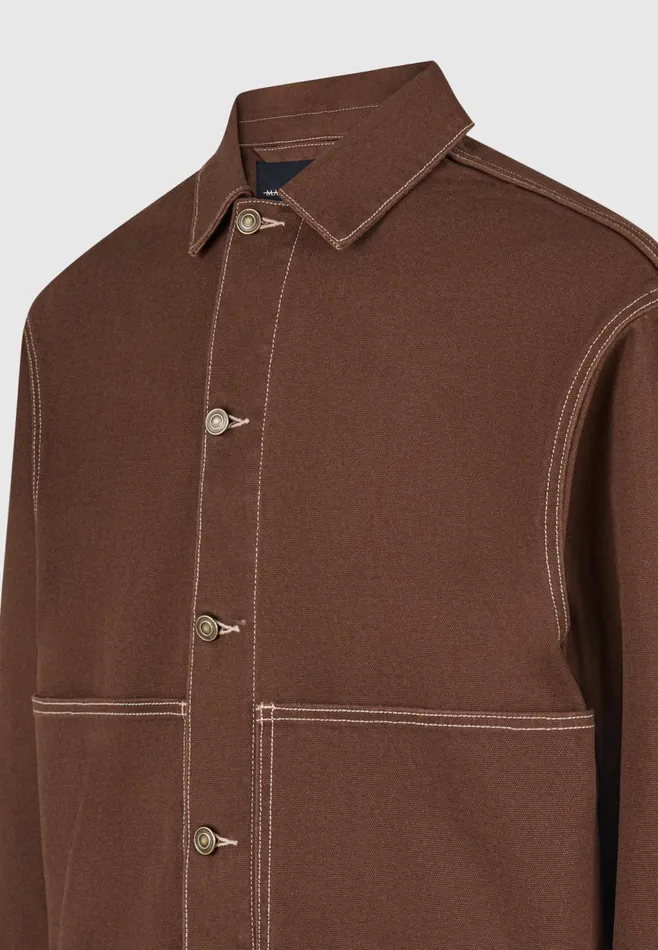 Men Manire De Voir Contrast Stitch Carpenter Jacket Brown