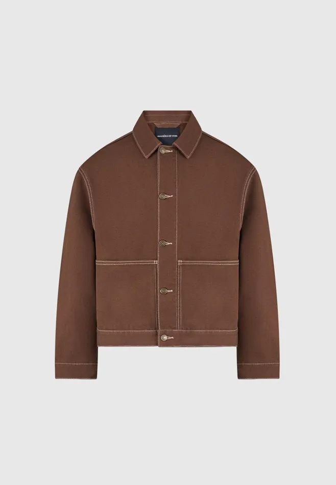 Men Manire De Voir Contrast Stitch Carpenter Jacket Brown