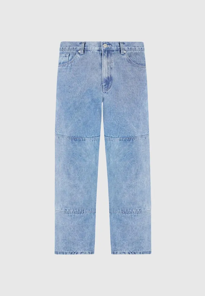 Men Manire De Voir Contrast Stitch Carpenter Jean Mid Blue