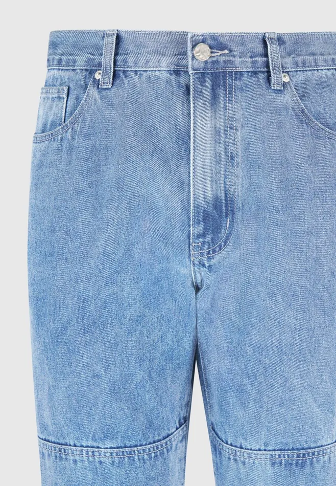 Men Manire De Voir Contrast Stitch Carpenter Jean Mid Blue