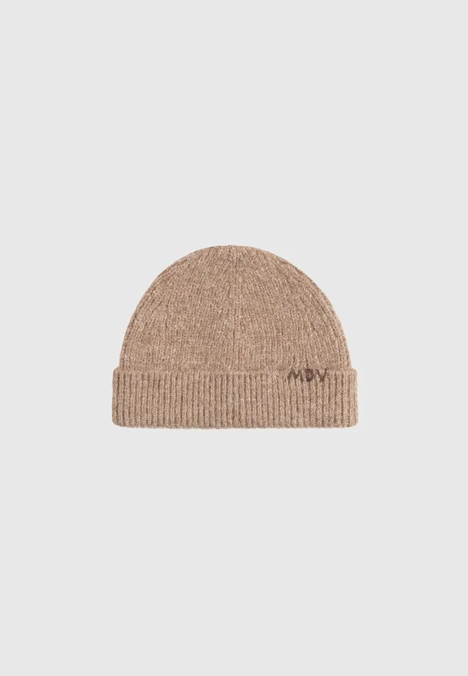 Men Manire De Voir Mdv Handstitched Wool Knit Beanie Beige