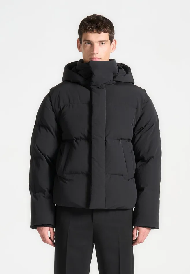 Men Manire De Voir Puffer Jacket With Removable Sleeves Black