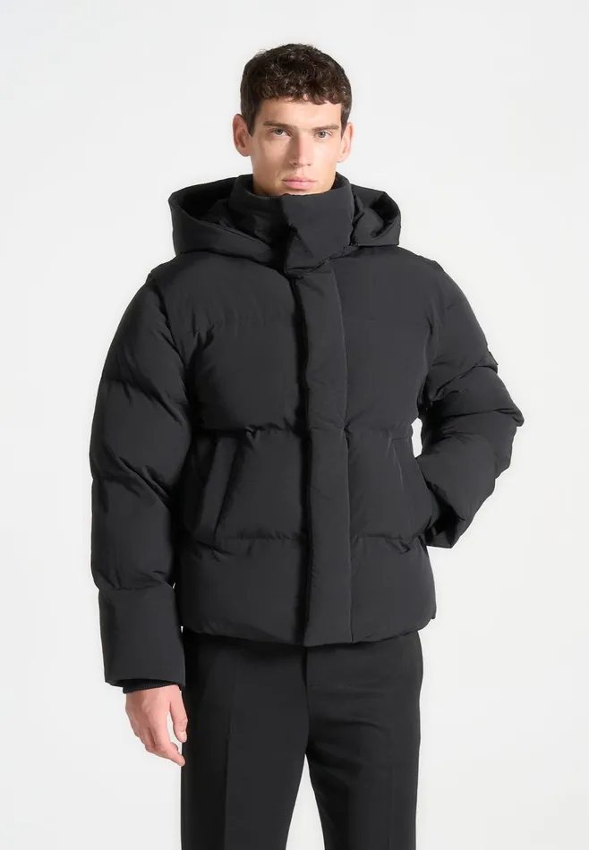 Men Manire De Voir Puffer Jacket With Removable Sleeves Black
