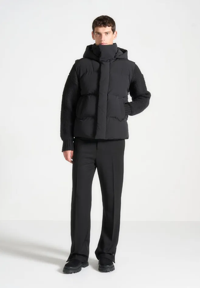 Men Manire De Voir Puffer Jacket With Removable Sleeves Black