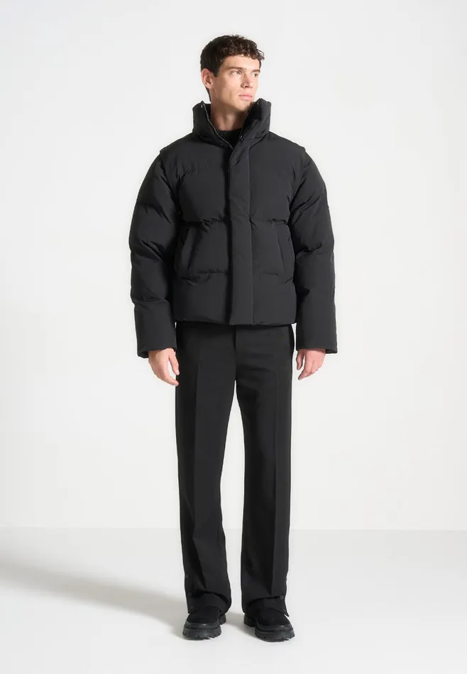 Men Manire De Voir Puffer Jacket With Removable Sleeves Black