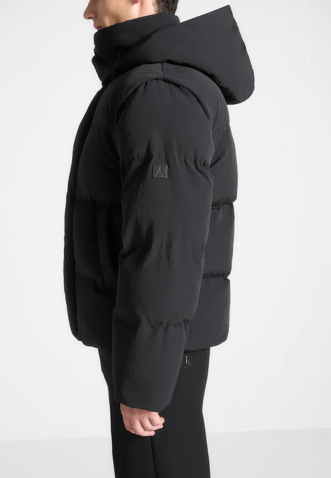 Men Manire De Voir Puffer Jacket With Removable Sleeves Black