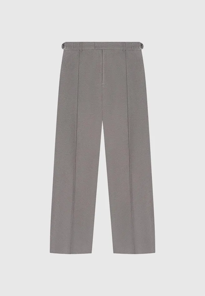 Men Manire De Voir Relaxed Fit Twill Pleated Tailored Trousers Grey