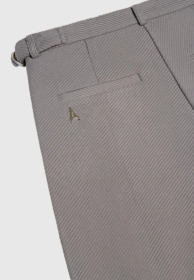 Men Manire De Voir Relaxed Fit Twill Pleated Tailored Trousers Grey