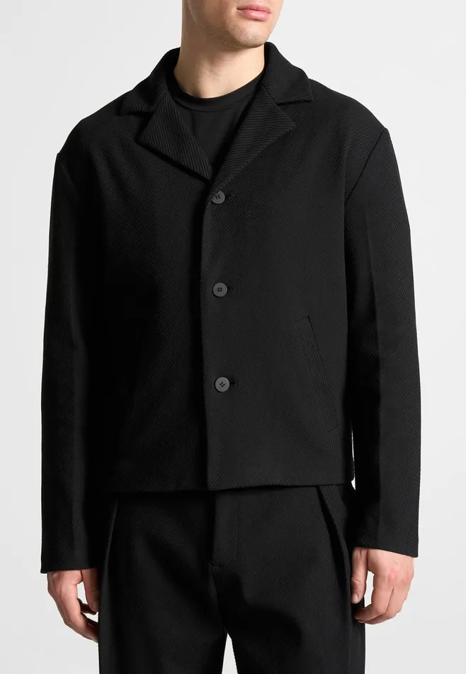Men Manire De Voir Revere Collar Twill Jacket Black