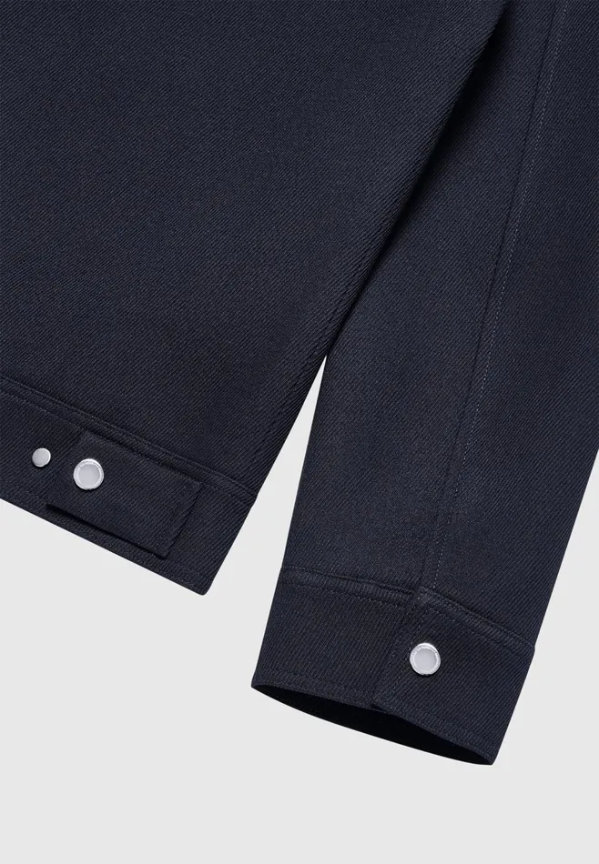 Men Manire De Voir Twill Trucker Jacket With Velvet Collar Navy