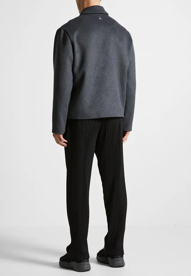 Men Manire De Voir Wool Blend Boxy Jacket With Pleat Charcoal Grey