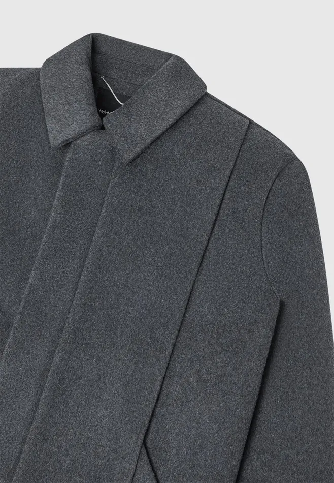 Men Manire De Voir Wool Blend Boxy Jacket With Pleat Charcoal Grey