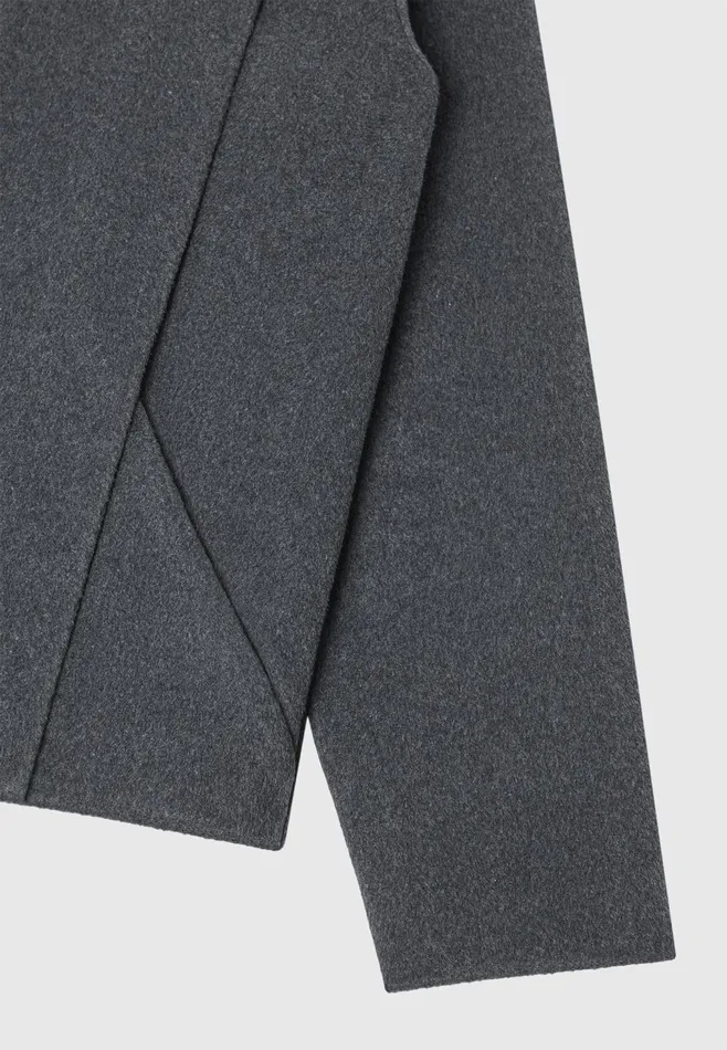 Men Manire De Voir Wool Blend Boxy Jacket With Pleat Charcoal Grey