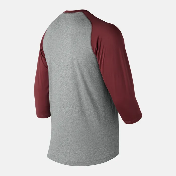 Men New Balance 34 Baseball Raglan Top TEAM CARDINAL Shirts