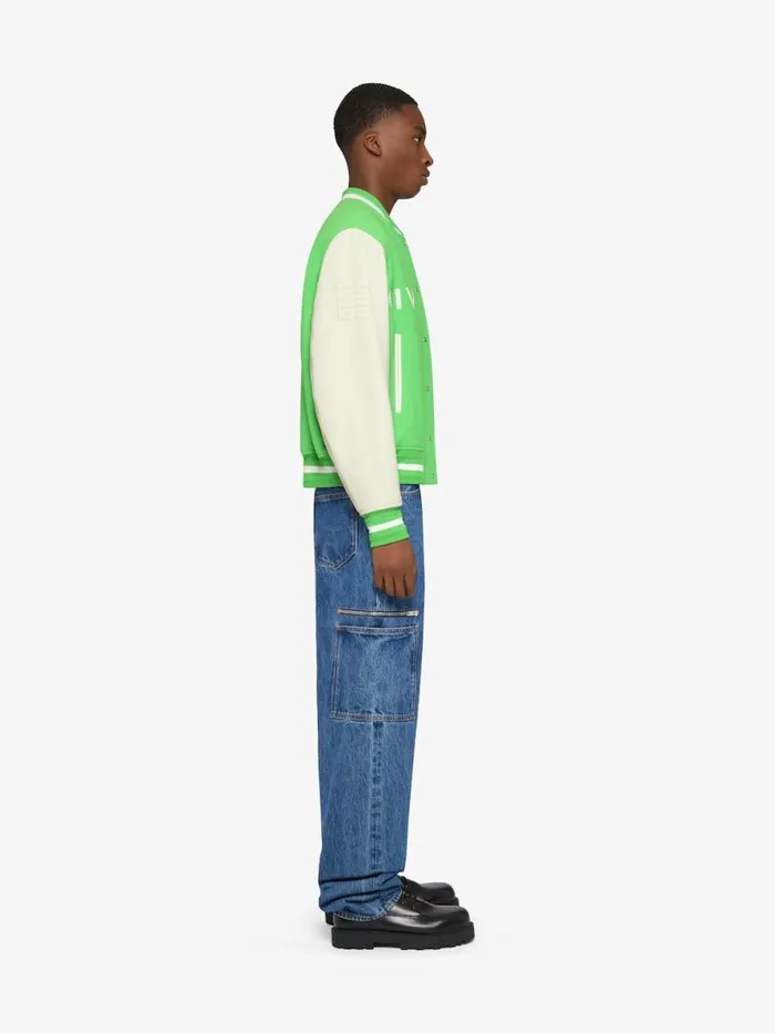 Men Outerwear and Blousons Givenchy GIVENCHY Varsity Jacket In Wool And Leather Bright Green
