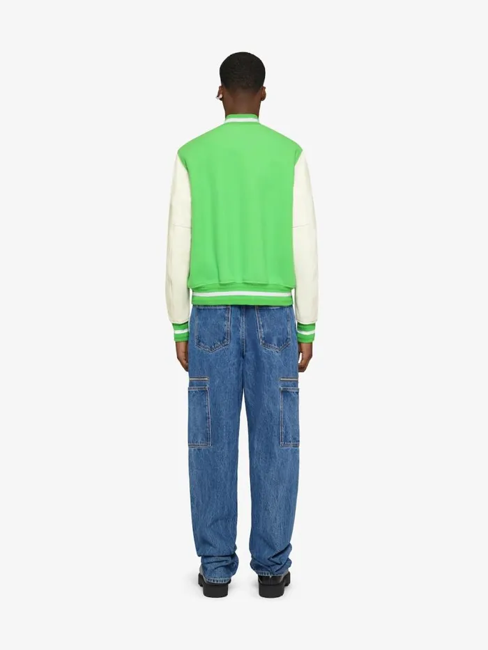 Men Outerwear and Blousons Givenchy GIVENCHY Varsity Jacket In Wool And Leather Bright Green