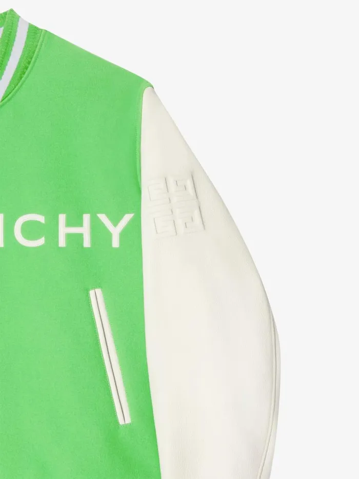 Men Outerwear and Blousons Givenchy GIVENCHY Varsity Jacket In Wool And Leather Bright Green