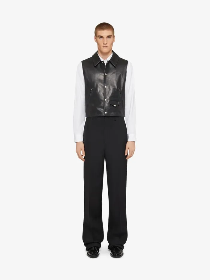 Men Outerwear and Blousons Givenchy Waistcoat In Leather Black