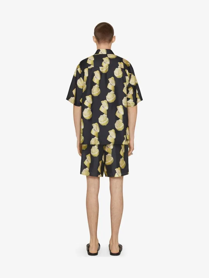 Men Pants and Shorts Givenchy Bermuda Shorts In Silk With Lemon Print Blackyellow