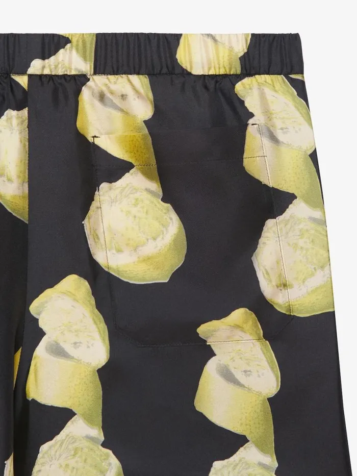 Men Pants and Shorts Givenchy Bermuda Shorts In Silk With Lemon Print Blackyellow