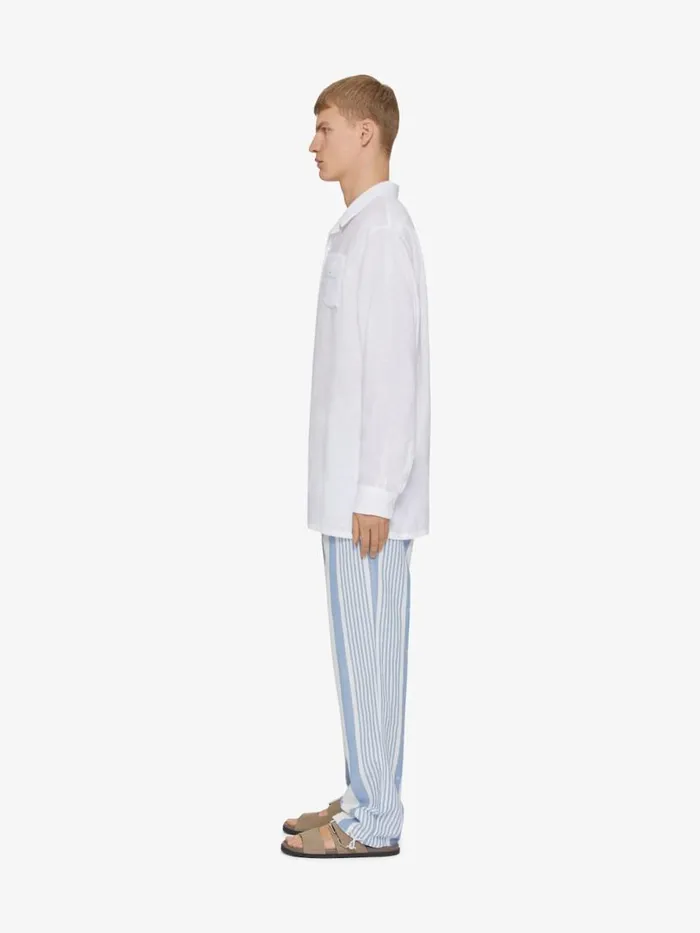 Men Pants and Shorts Givenchy Pants In Linen With 4G Stripes Blueoff White