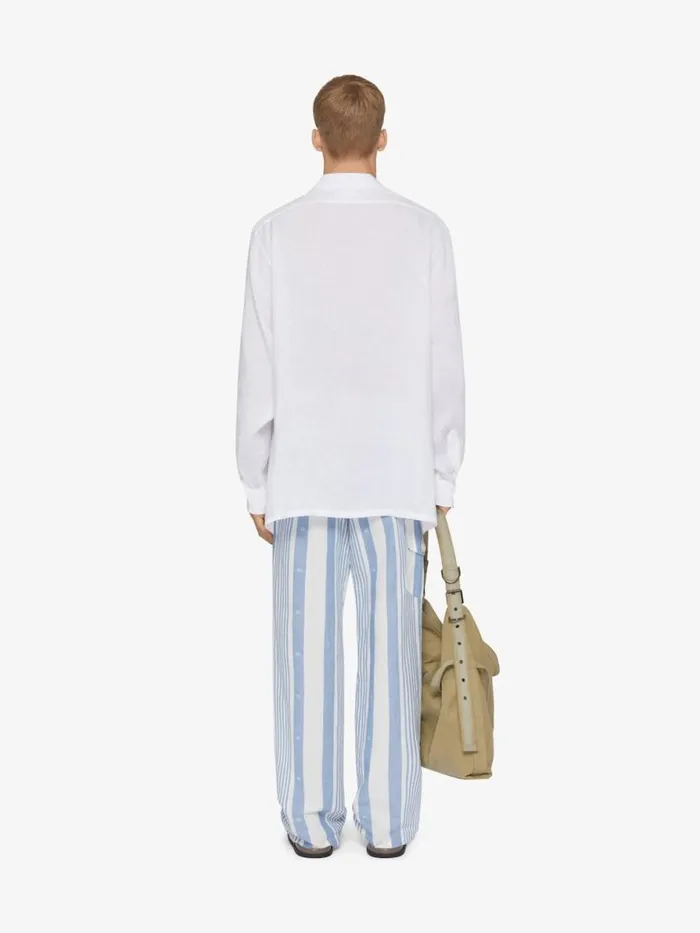 Men Pants and Shorts Givenchy Pants In Linen With 4G Stripes Blueoff White