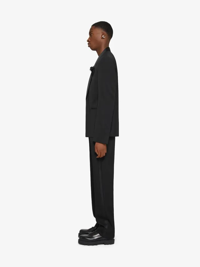 Men Pants and Shorts Givenchy Slim Fit Tailored Pants In Wool With Satin Details Black