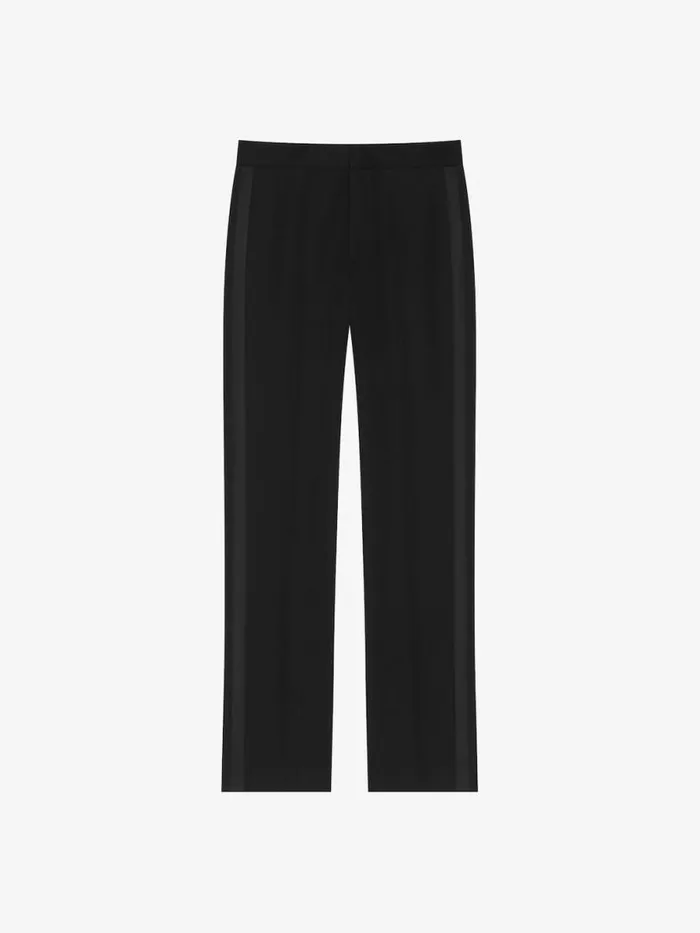 Men Pants and Shorts Givenchy Slim Fit Tailored Pants In Wool With Satin Details Black