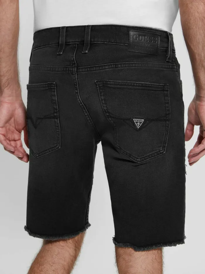 Men RipandRepair Regular Fit Denim Shorts Sable Black Jeans and Denim GUESS
