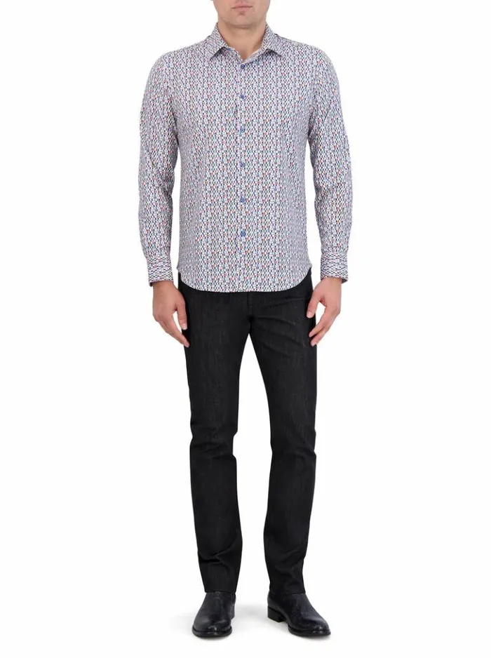 Men Robert Graham Button Down Shirts Flamenco Motion Long Sleeve Knit Shirt Multi