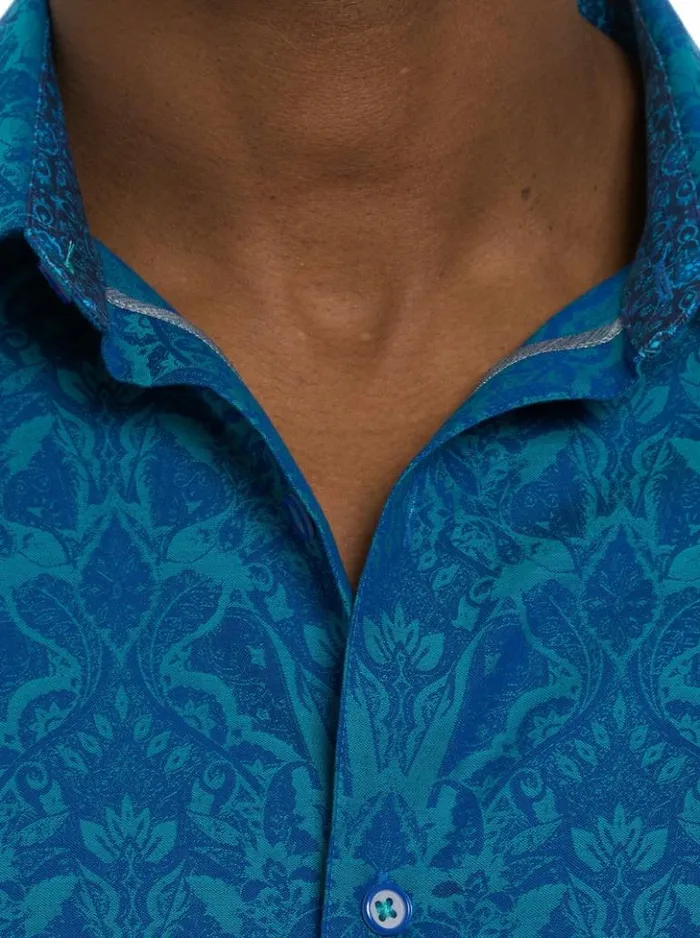 Men Robert Graham Button Down Shirts Highland Long Sleeve Button Down Shirt Turquoise