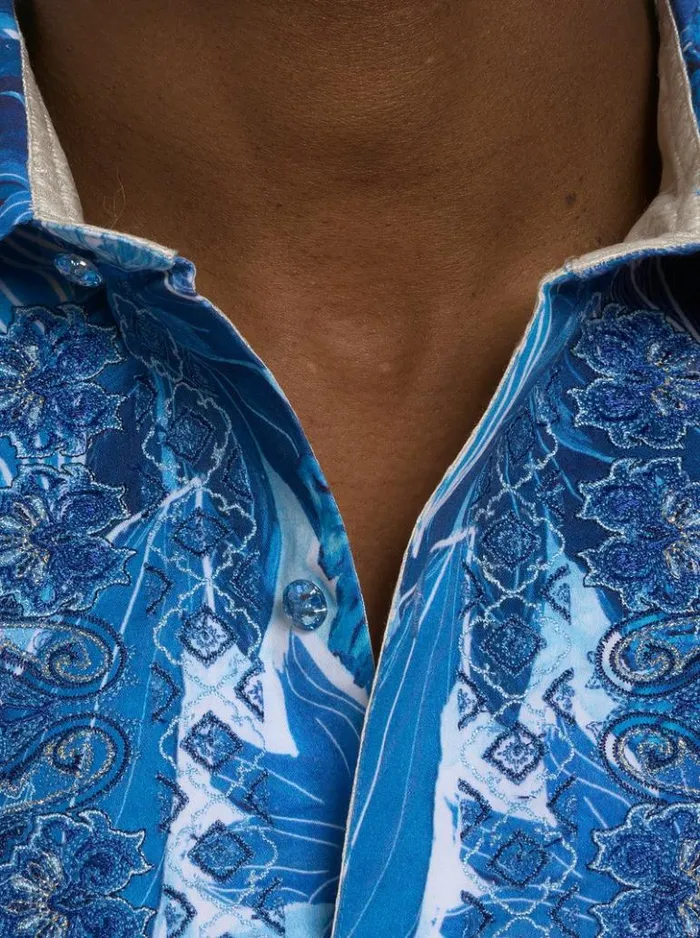 Men Robert Graham Button Down Shirts Limited Edition Floral Escape Button Front Shirt Classic