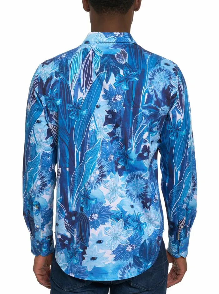Men Robert Graham Button Down Shirts Limited Edition Floral Escape Button Front Shirt Classic