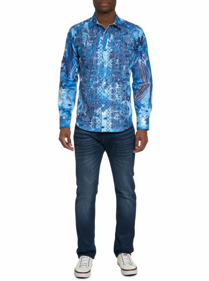 Men Robert Graham Button Down Shirts Limited Edition Floral Escape Button Front Shirt Classic
