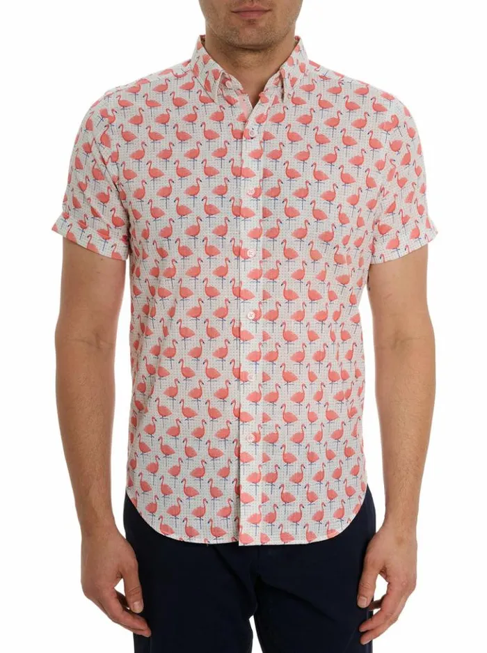Men Robert Graham Button Down Shirts Polka Flamingo Short Sleeve Button Down Shirt Multi Men Robert Graham Button Down Shirts Polka Flamingo Short Sleeve Button Down Shirt Multi