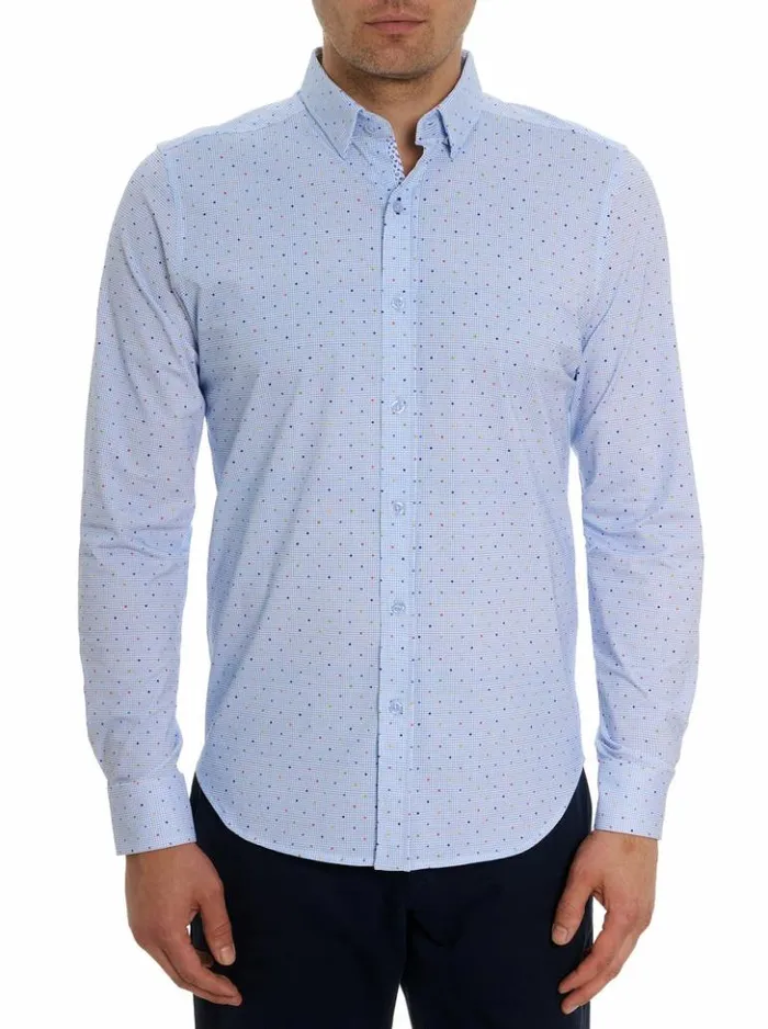 Men Robert Graham Button Down Shirts Ren Motion Long Sleeve Knit Shirt Multi