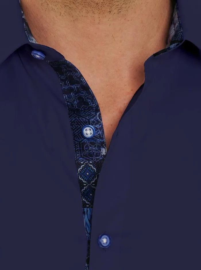 Men Robert Graham Button Down Shirts Righteous 2 Long Sleeve Button Down Shirt Navy