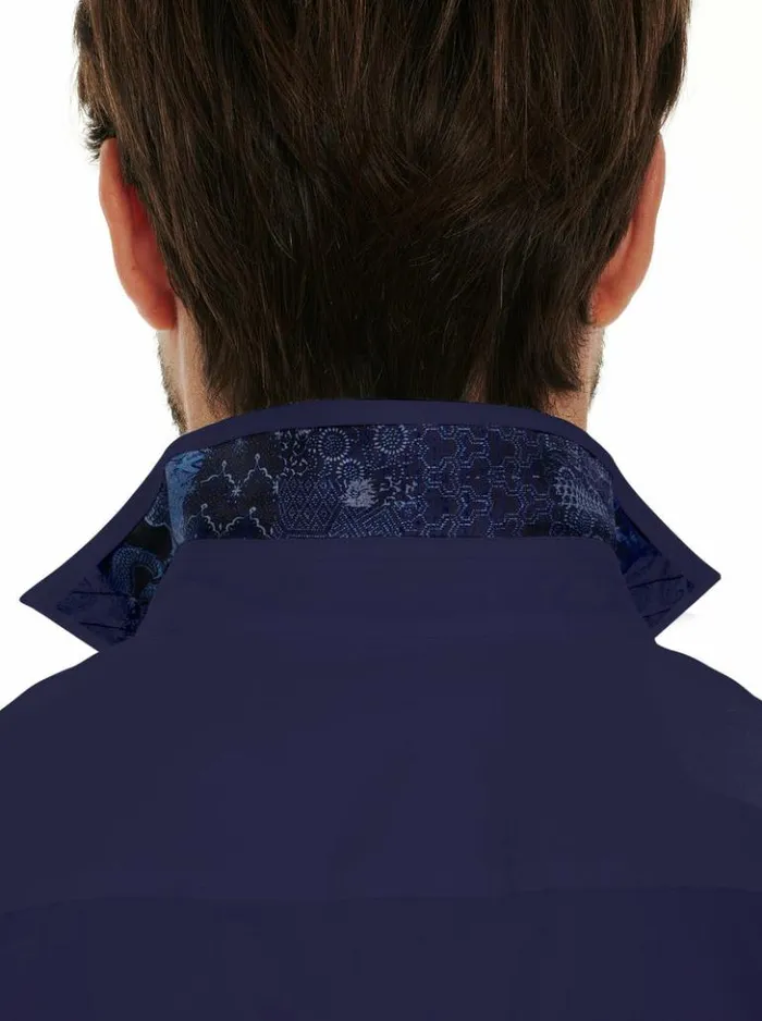 Men Robert Graham Button Down Shirts Righteous 2 Long Sleeve Button Down Shirt Navy