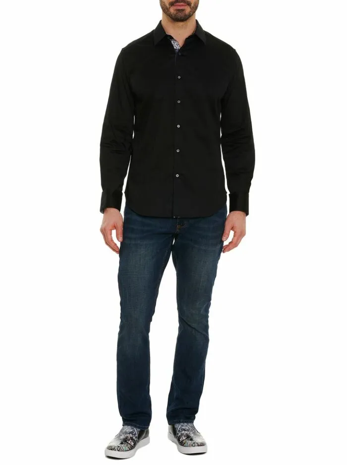 Men Robert Graham Button Down Shirts Righteous 2 Long Sleeve Button Down Shirt Navy