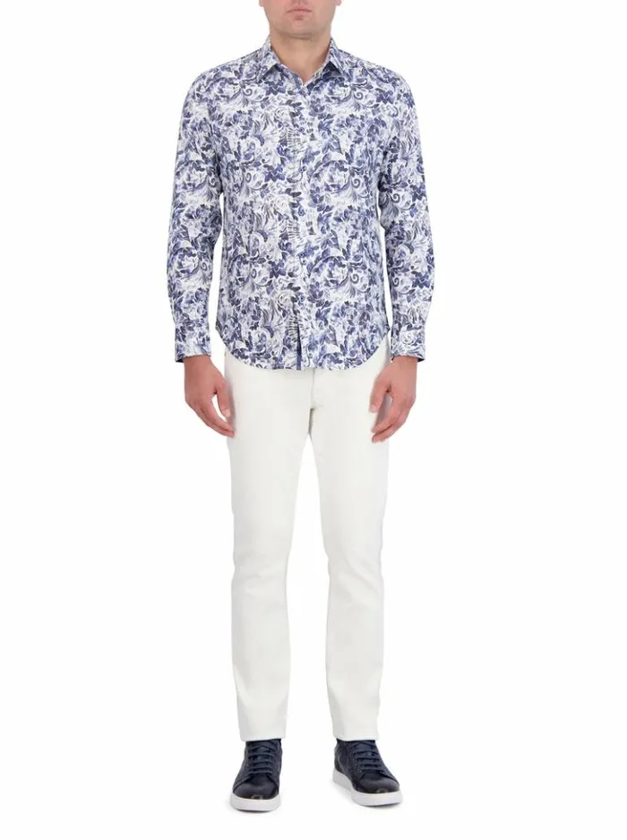 Men Robert Graham Button Down Shirts Santa Cruz Long Sleeve Button Down Shirt Blue