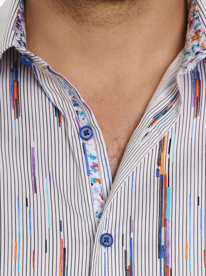 Men Robert Graham Button Down Shirts Shipping Lines Long Sleeve Button Down Shirt Multi