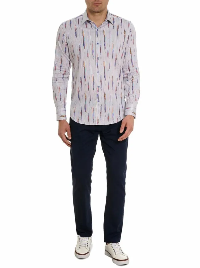 Men Robert Graham Button Down Shirts Shipping Lines Long Sleeve Button Down Shirt Multi
