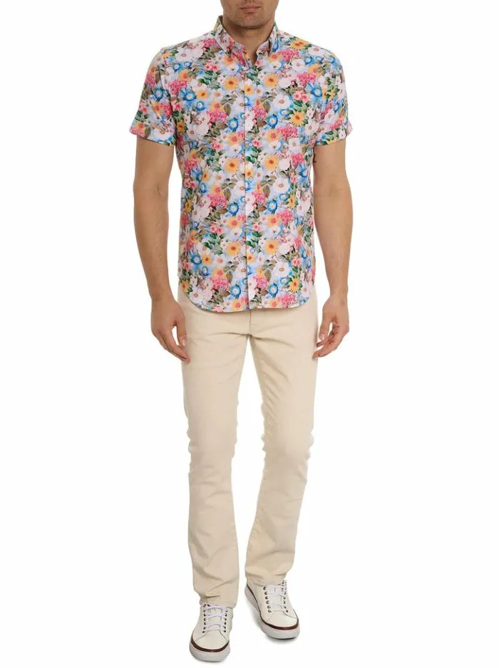 Men Robert Graham Button Down Shirts Taton Short Sleeve Button Down Shirt Multi