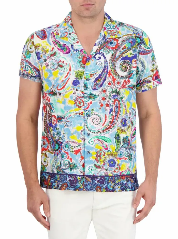 Men Robert Graham Button Down Shirts The Drake Short Sleeve Button Down Shirt Multi Men Robert Graham Button Down Shirts The Drake Short Sleeve Button Down Shirt Multi