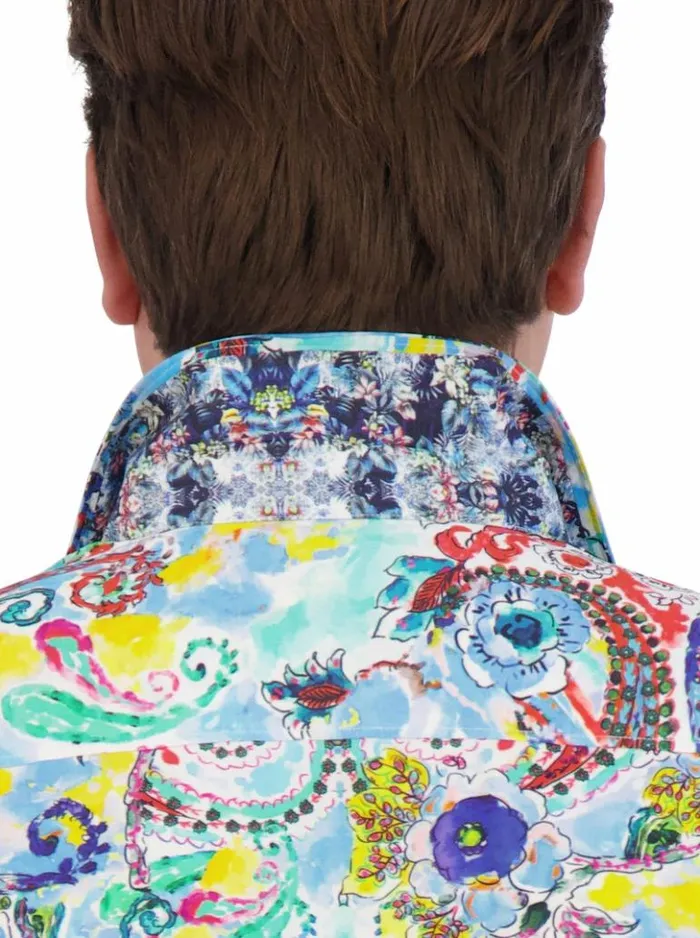 Men Robert Graham Button Down Shirts The Drake Short Sleeve Button Down Shirt Multi