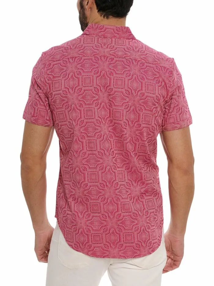 Men Robert Graham Button Down Shirts Voyage Short Sleeve Button Down Shirt Pink