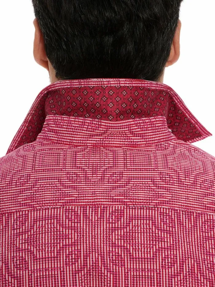 Men Robert Graham Button Down Shirts Voyage Short Sleeve Button Down Shirt Pink
